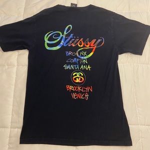 Stussy T-shirt: Tie dye lettering